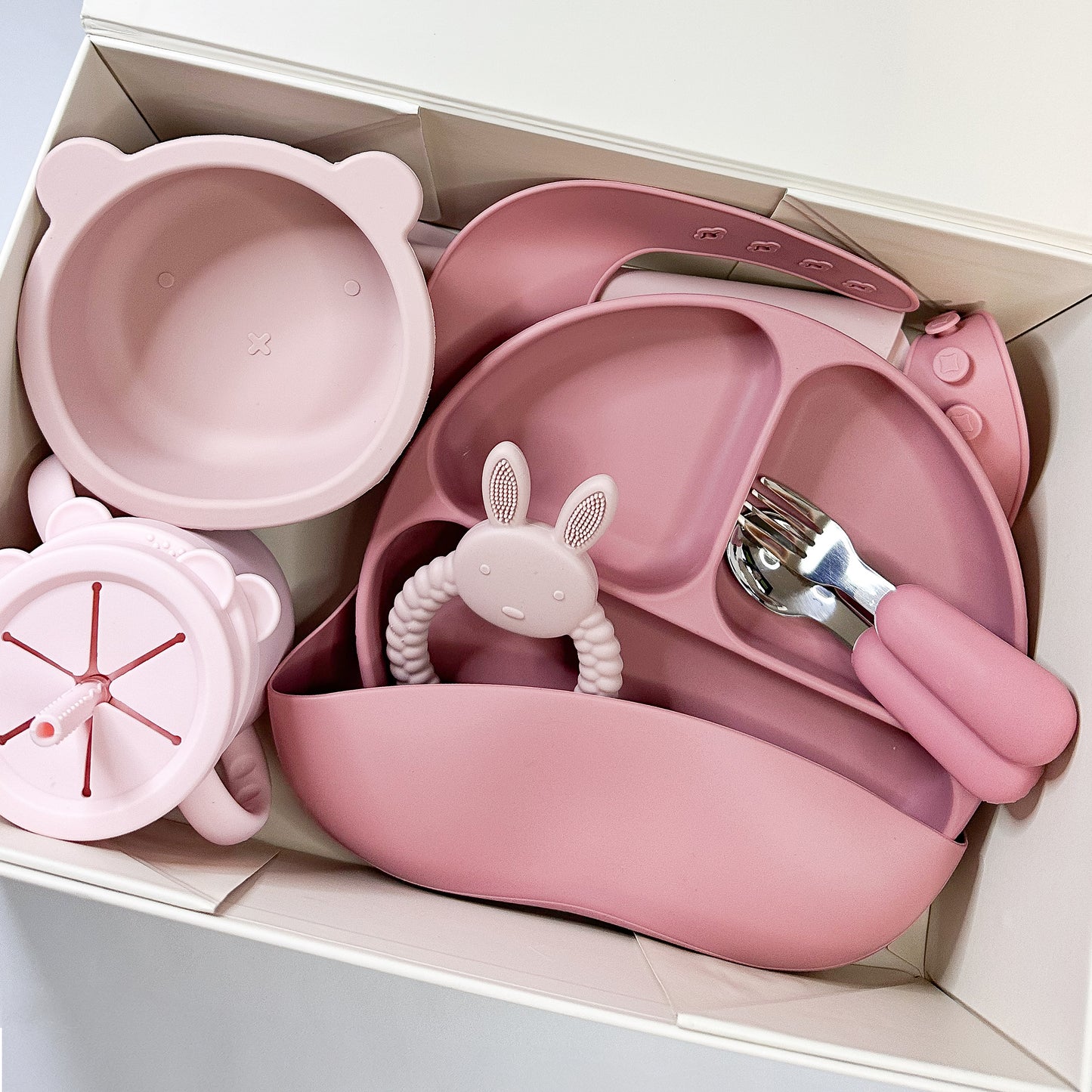 Weaning Box, Bowl, Sippy Cup, Teether, Utensils, Plate, Bib